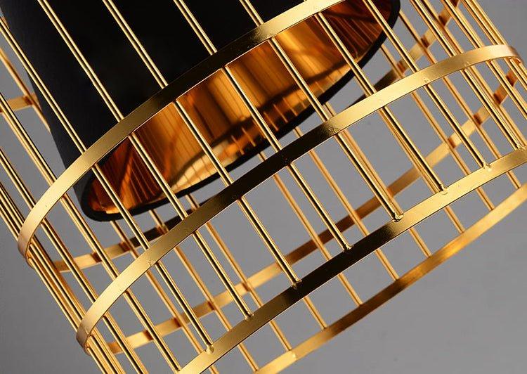 Brass Colour Bird Cage With Black Shade Pendant Light - DWHOME