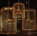 Brass Colour Bird Cage With Black Shade Pendant Light - DWHOME