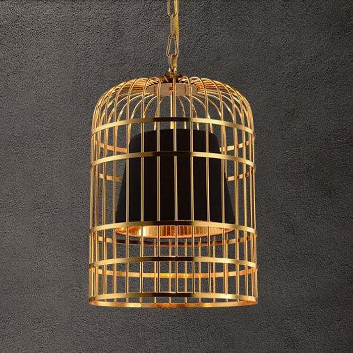 Cage à oiseaux en laiton avec suspension abat-jour noir - DWHOME