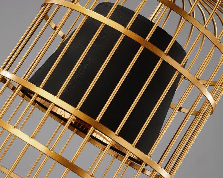 Brass Colour Bird Cage With Black Shade Pendant Light - DWHOME