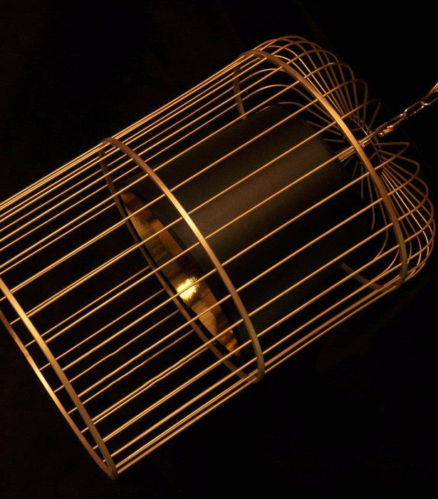 Brass Colour Bird Cage With Black Shade Pendant Light - DWHOME