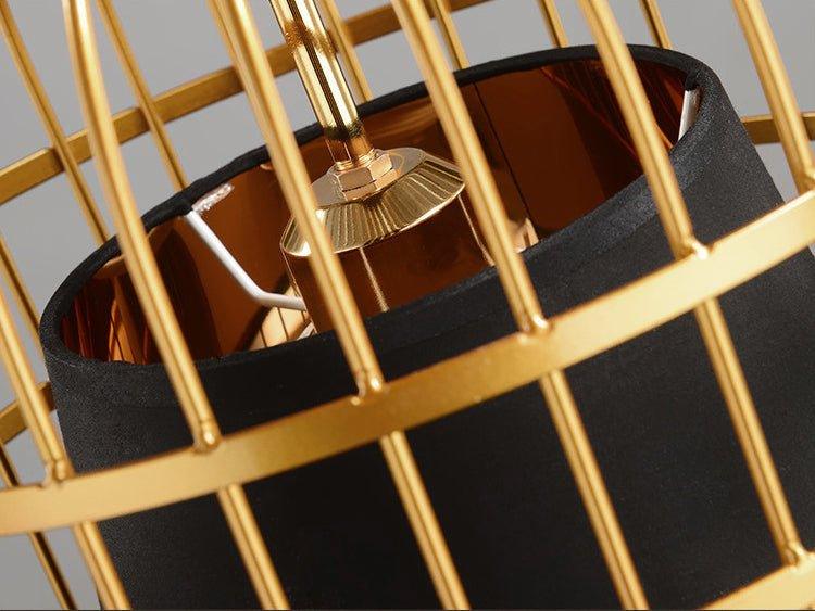 Brass Colour Bird Cage With Black Shade Pendant Light - DWHOME