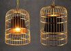 Brass Colour Bird Cage With Black Shade Pendant Light - DWHOME