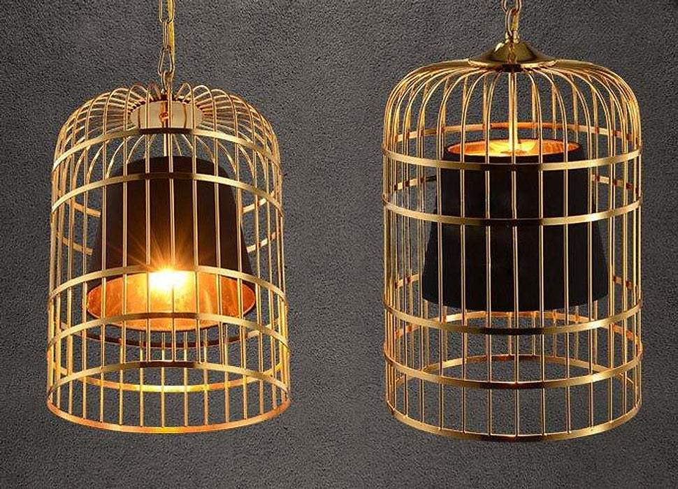 Cage à oiseaux en laiton avec suspension abat-jour noir - DWHOME