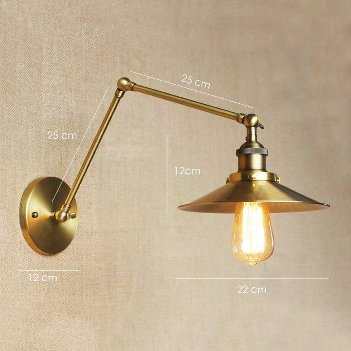 Brass Cone Shade Wall Light With Long Arm - DWHOME