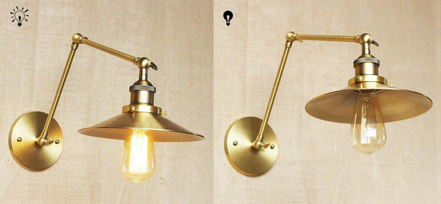 Brass Cone Shade Wall Light With Long Arm - DWHOME