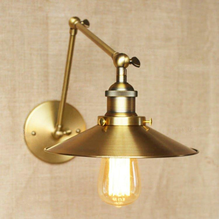 Brass Cone Shade Wall Light With Long Arm - DWHOME