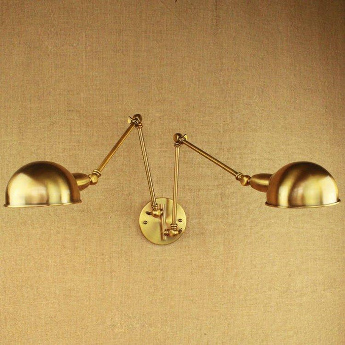 Brass Double Head Shade Industrial Wall Light - DWHOME