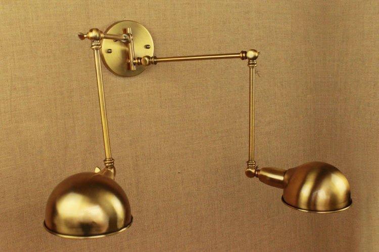 Brass Double Head Shade Industrial Wall Light - DWHOME