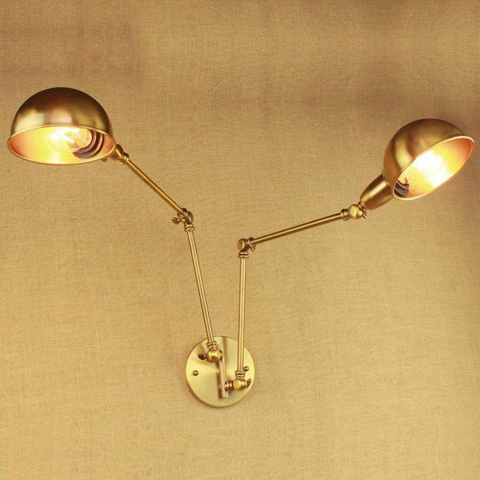 Brass Double Head Shade Industrial Wall Light - DWHOME