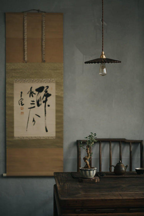 Caffeine fluted walnut wooden shade pendant light - DWHOME