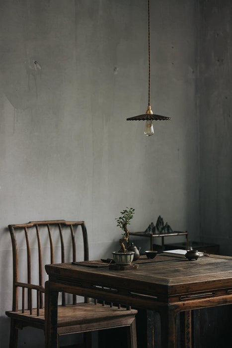Caffeine fluted walnut wooden shade pendant light - DWHOME