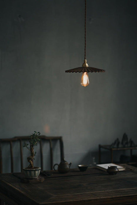 Caffeine fluted walnut wooden shade pendant light - DWHOME