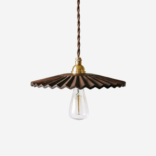 Caffeine fluted walnut wooden shade pendant light-DWHOME