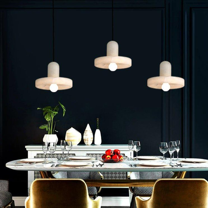 Carrara White Stone Minimalist Line Elegant Pendant Light - DWHOME