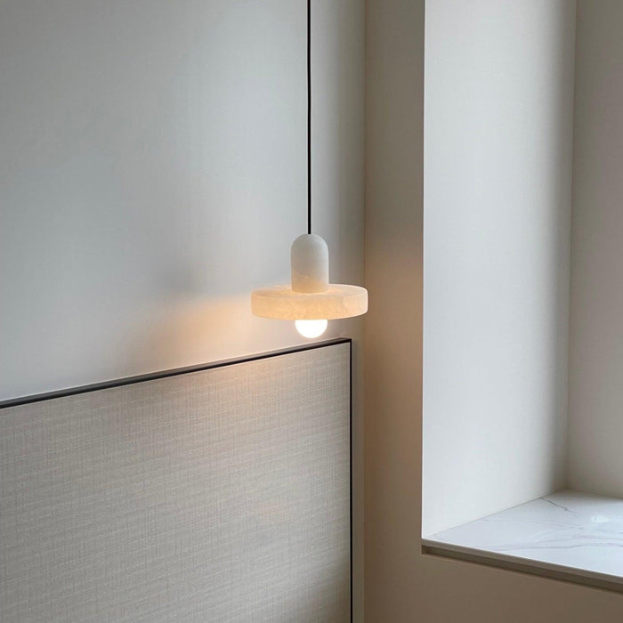 Carrara White Stone Minimalist Line Elegant Pendant Light - DWHOME