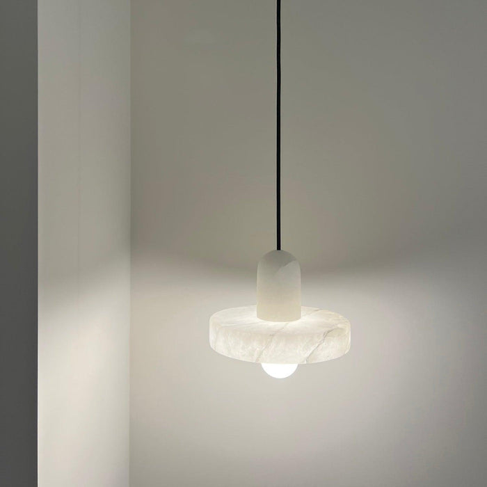 Carrara White Stone Minimalist Line Elegant Pendant Light - DWHOME