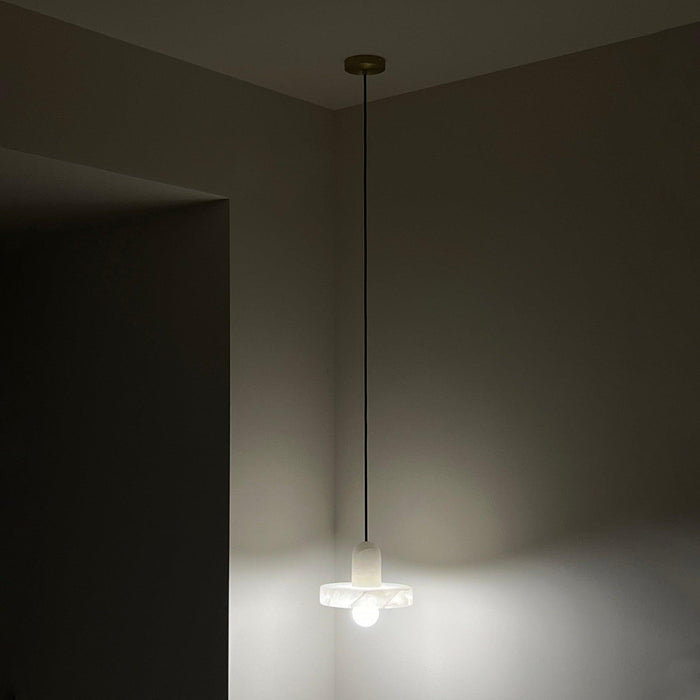Carrara White Stone Minimalist Line Elegant Pendant Light - DWHOME