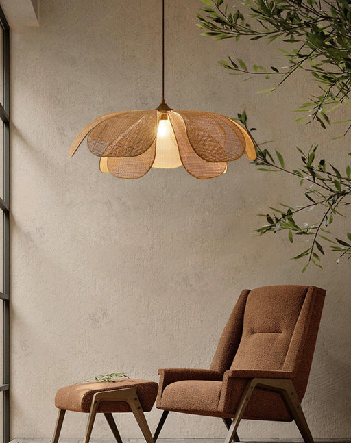 Cefalu Rattan Petals Pendant Light-DWHOME