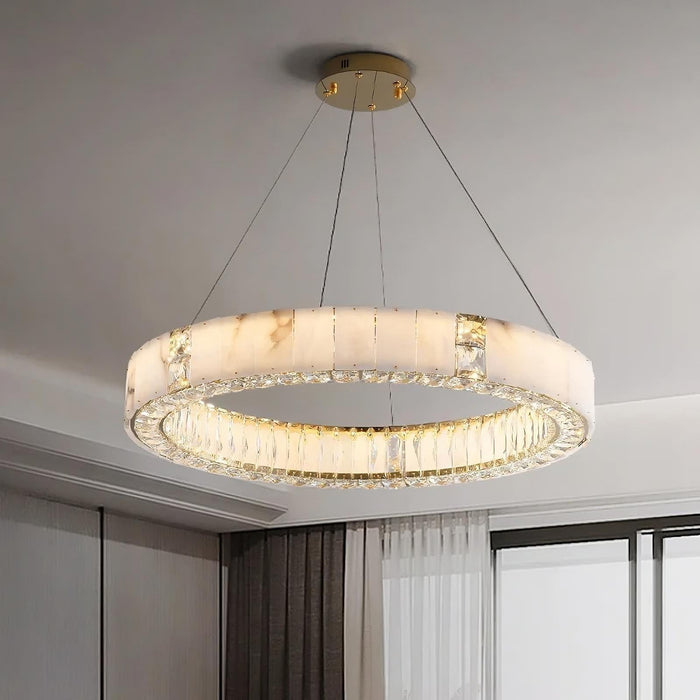 Natural Marble & Crystal Modern Ceiling Light Fixture - DWHOME
