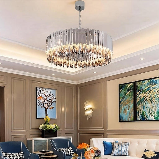 Legance Collection Stainless Steel Chandelier, Chrome-DWHOME
