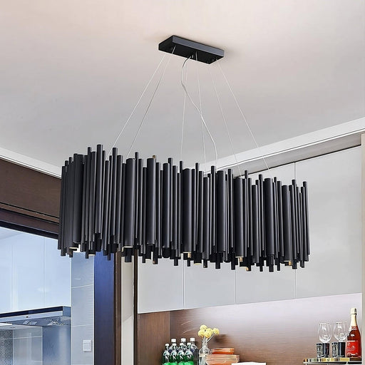 Vigo Rectangle Chandelier, Black-DWHOME