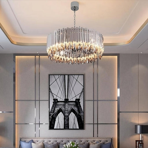 Legance Collection Stainless Steel Chandelier, Chrome-DWHOME