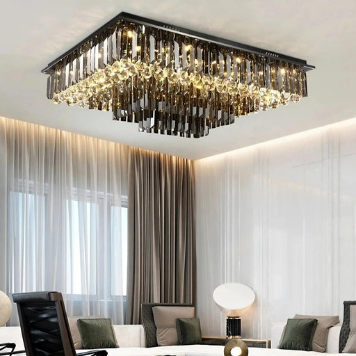 Gio Rectangular Crystal Ceiling Chandelier-DWHOME