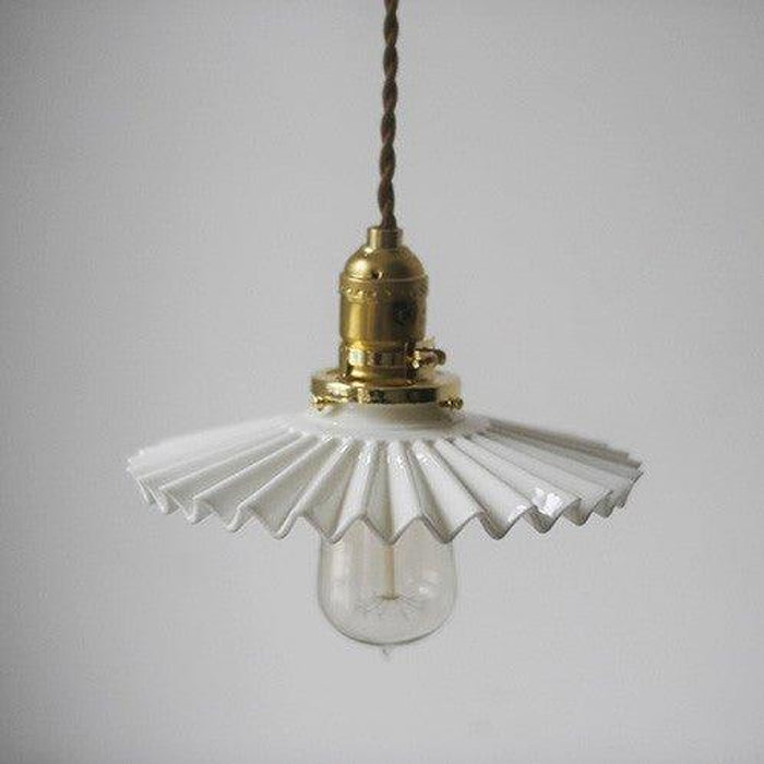 Ceramic Fluted Shade Brass Fitting Pendant Light-DWHOME