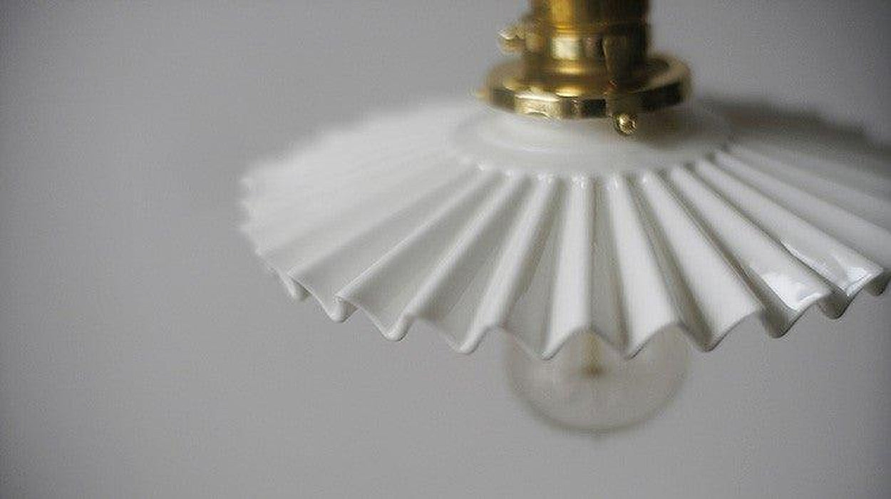 Ceramic Fluted Shade Brass Fitting Pendant Light-DWHOME
