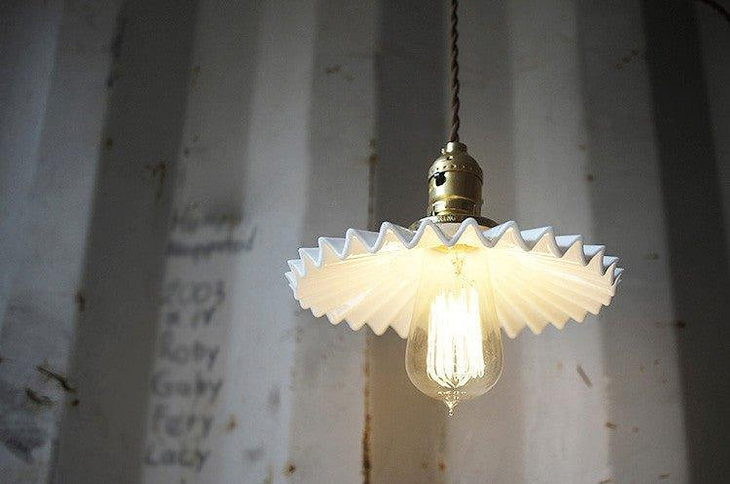 Ceramic Fluted Shade Brass Fitting Pendant Light-DWHOME