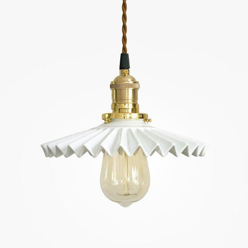 Ceramic Fluted Shade Brass Fitting Pendant Light-DWHOME