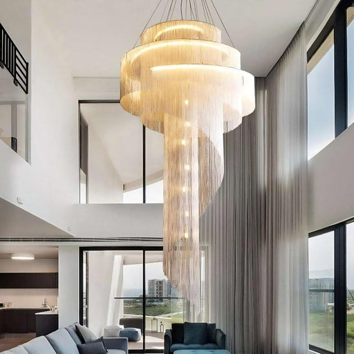 Cadena Metal Chain Tassel Entryway Chandelier-DWHOME