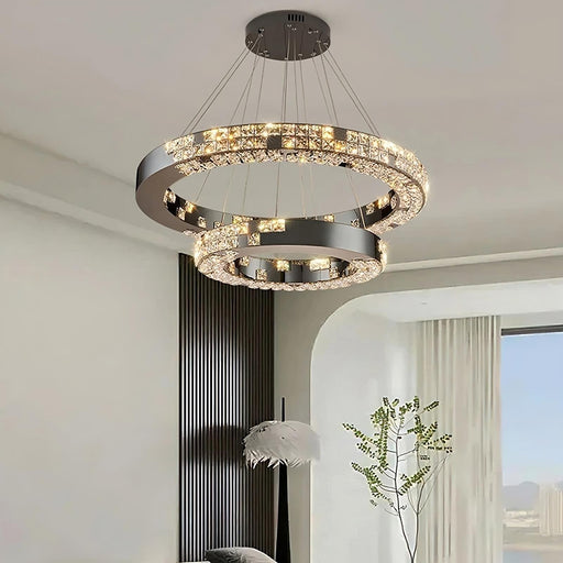 Bacci 2-Tier Crystal Ceiling Chandelier-DWHOME
