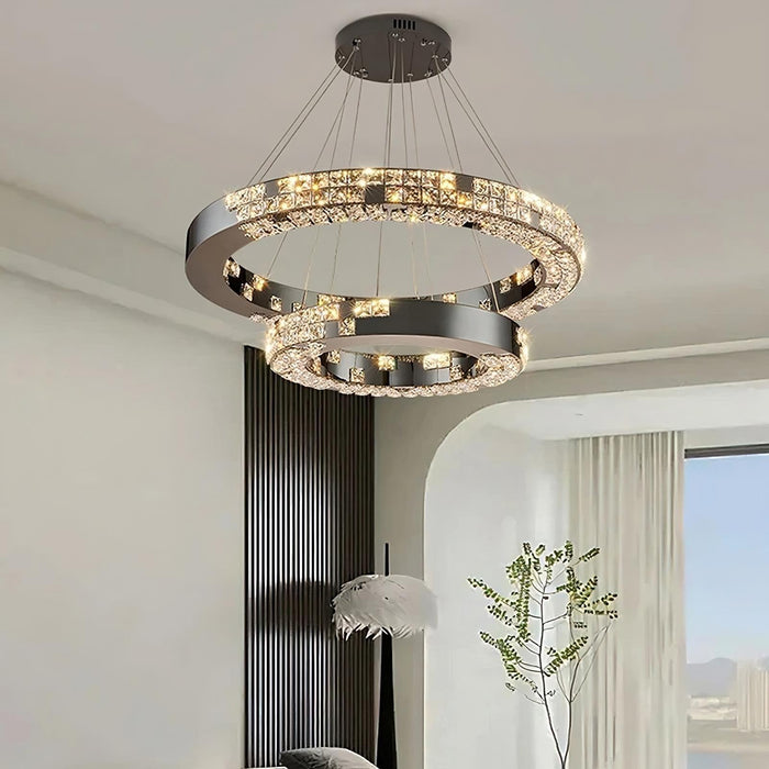 Bacci 2-Tier Crystal Ceiling Chandelier-DWHOME