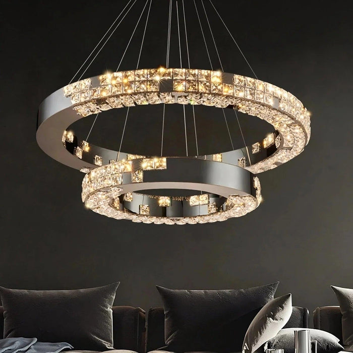 Bacci 2-Tier Crystal Ceiling Chandelier-DWHOME