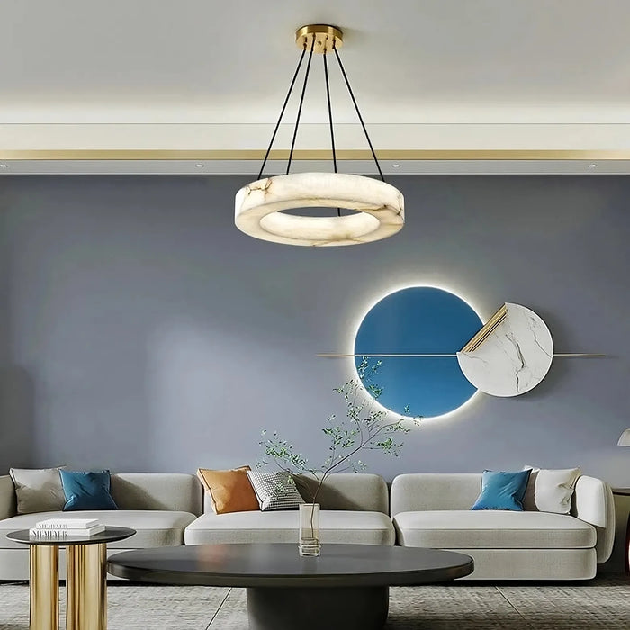 20" Natural Marble Wheel Chandelier