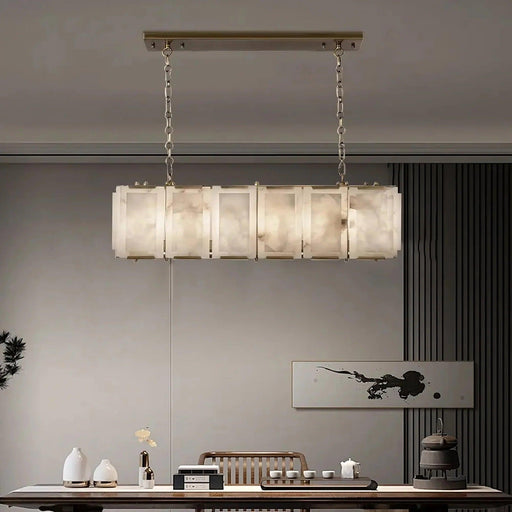 40" Natural Marble Rectangular Chandelier - DWHOME
