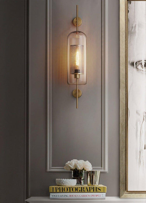 Chiswick Glass Shade Brass Fitting Wall Light-DWHOME