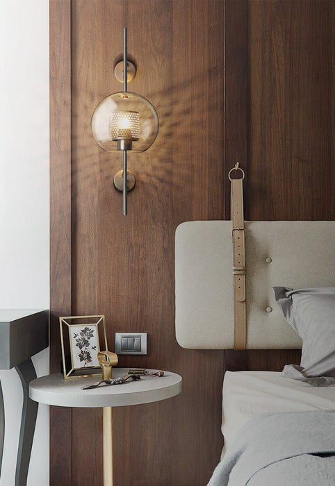 Chiswick Glass Shade Brass Fitting Wall Light-DWHOME