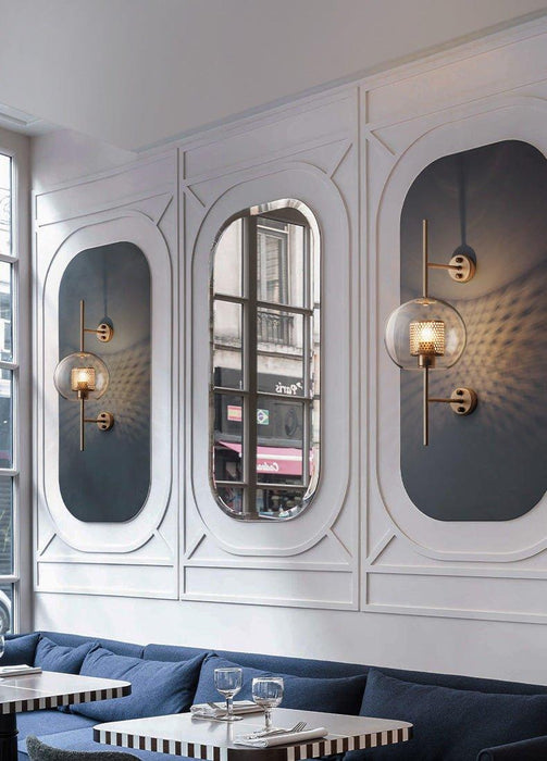 Chiswick Glass Shade Brass Fitting Wall Light-DWHOME