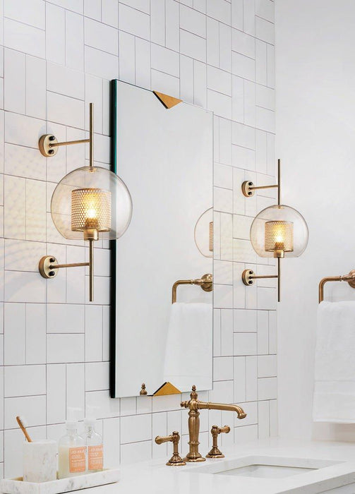 Chiswick Glass Shade Brass Fitting Wall Light-DWHOME