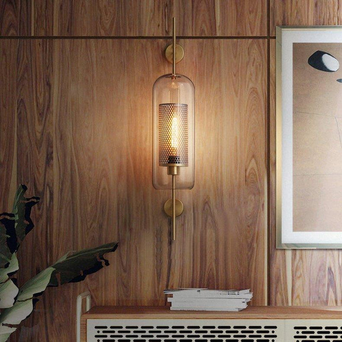 Chiswick Glass Shade Brass Fitting Wall Light-DWHOME