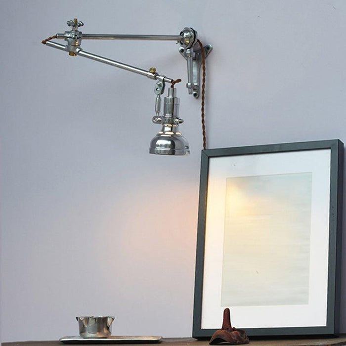 Chrome Mill House Long Arm Industrial Wall Light-DWHOME