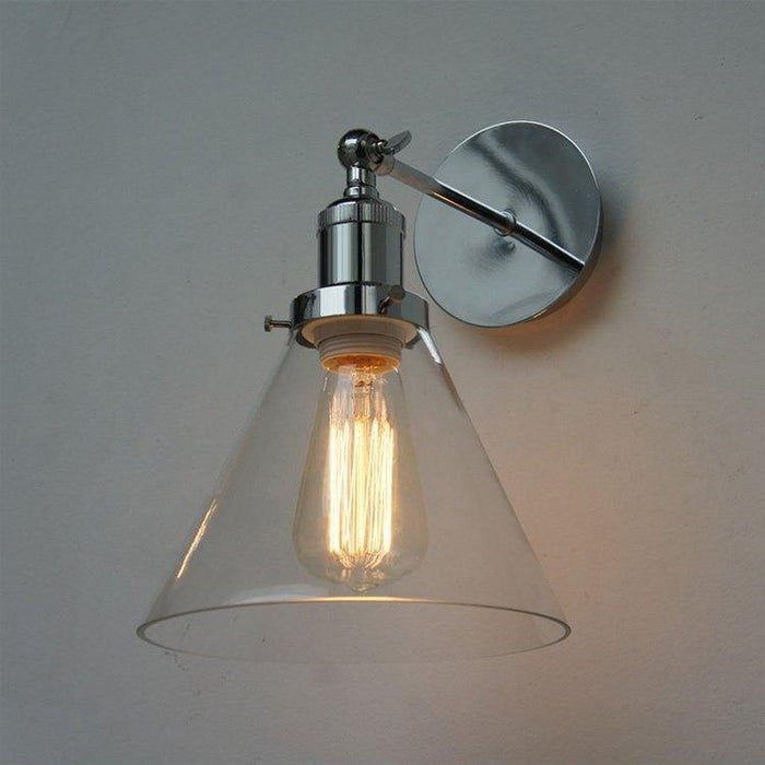 Chrome Wall Light With Glass Cone Shade - DWHOME