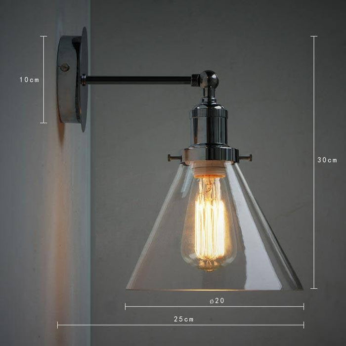 Chrome Wall Light With Glass Cone Shade - DWHOME