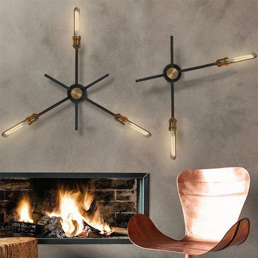 Circa Black Industrial Wall Light With Brass Fitting-DWHOME