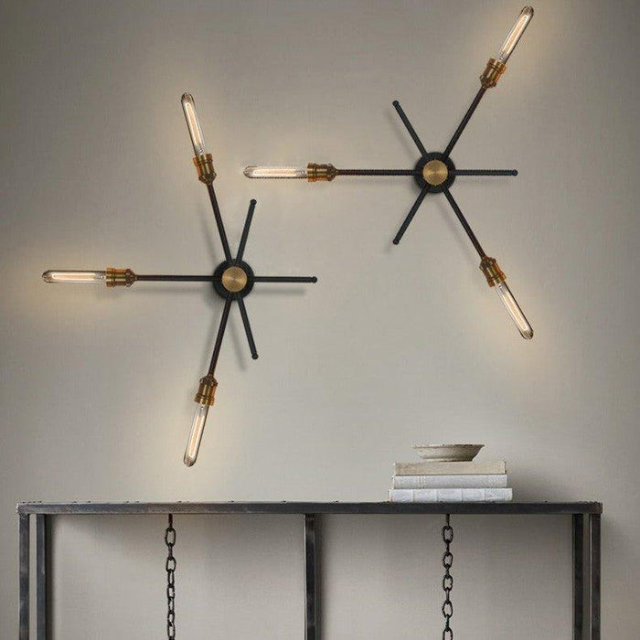 Circa Black Industrial Wall Light With Brass Fitting - DWHOME