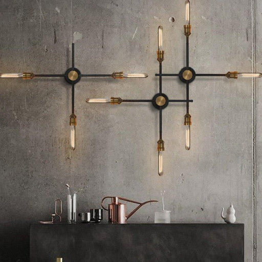 Circa Black Industrial Wall Light With Brass Fitting-DWHOME