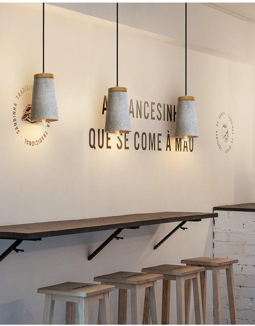 Coburg Wooden Top Concrete Shade Pendant Light-DWHOME